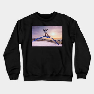 Snowboarder sliding on a rail Crewneck Sweatshirt